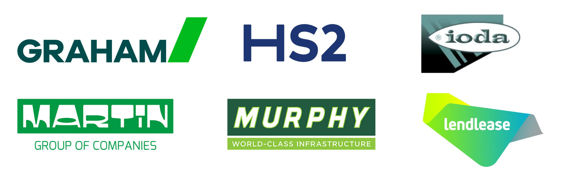 Graham, HS2, IODA, HW Martin, Murphy, and Lendlease Logos