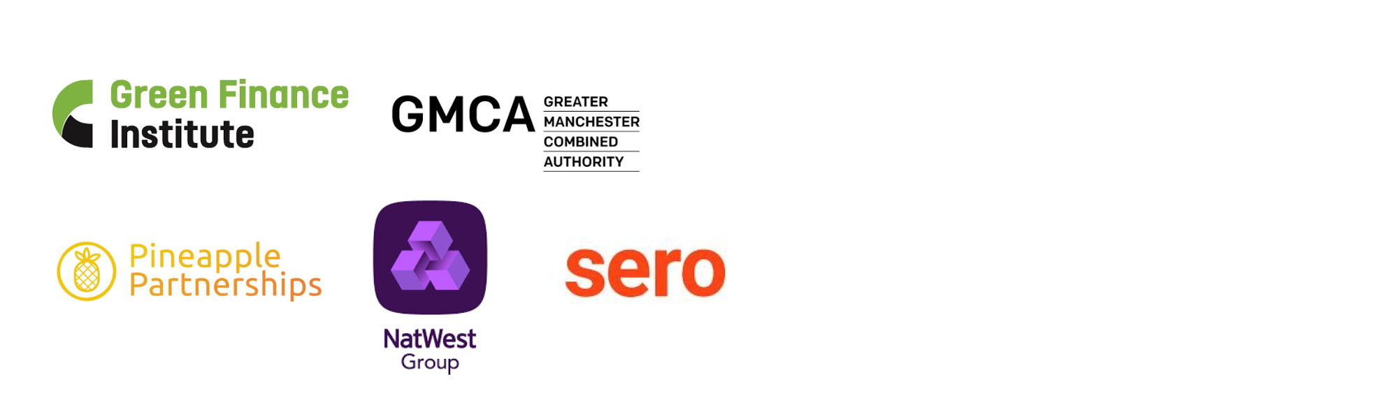 GFI, GMCA, Pineapple Partnerships, NatWest and Sero Logos