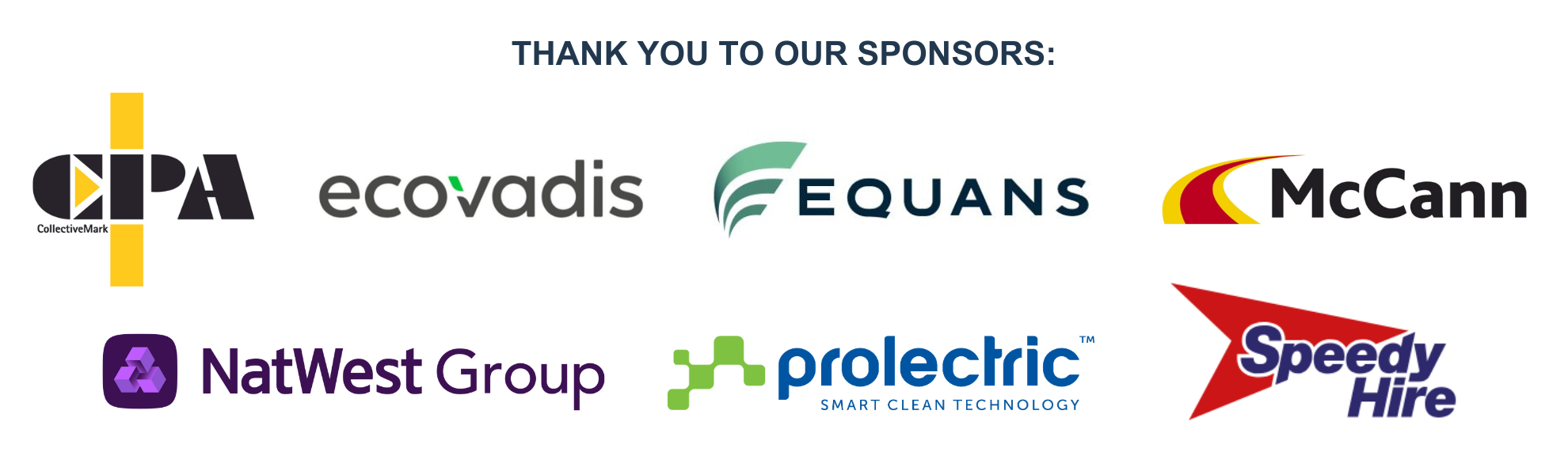 Thank you to our Summit 2024 sponsors; CPA, Eco Vadis, Equans, J McCann, NatWest Group, Prolectric, Speedy